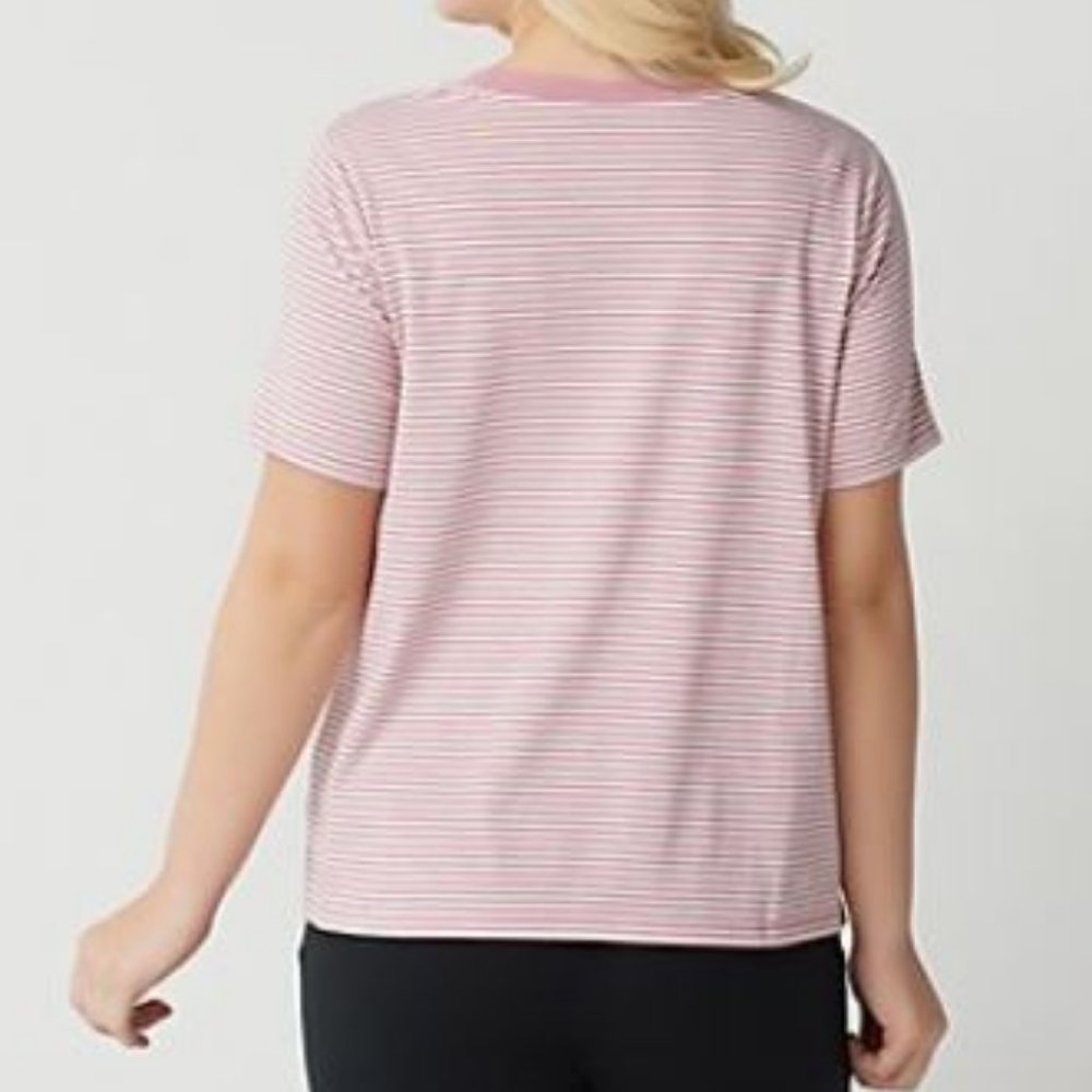AnyBody Cozy Knit Mixed Stripe T-Shirt 3062 - Picture 2 of 2